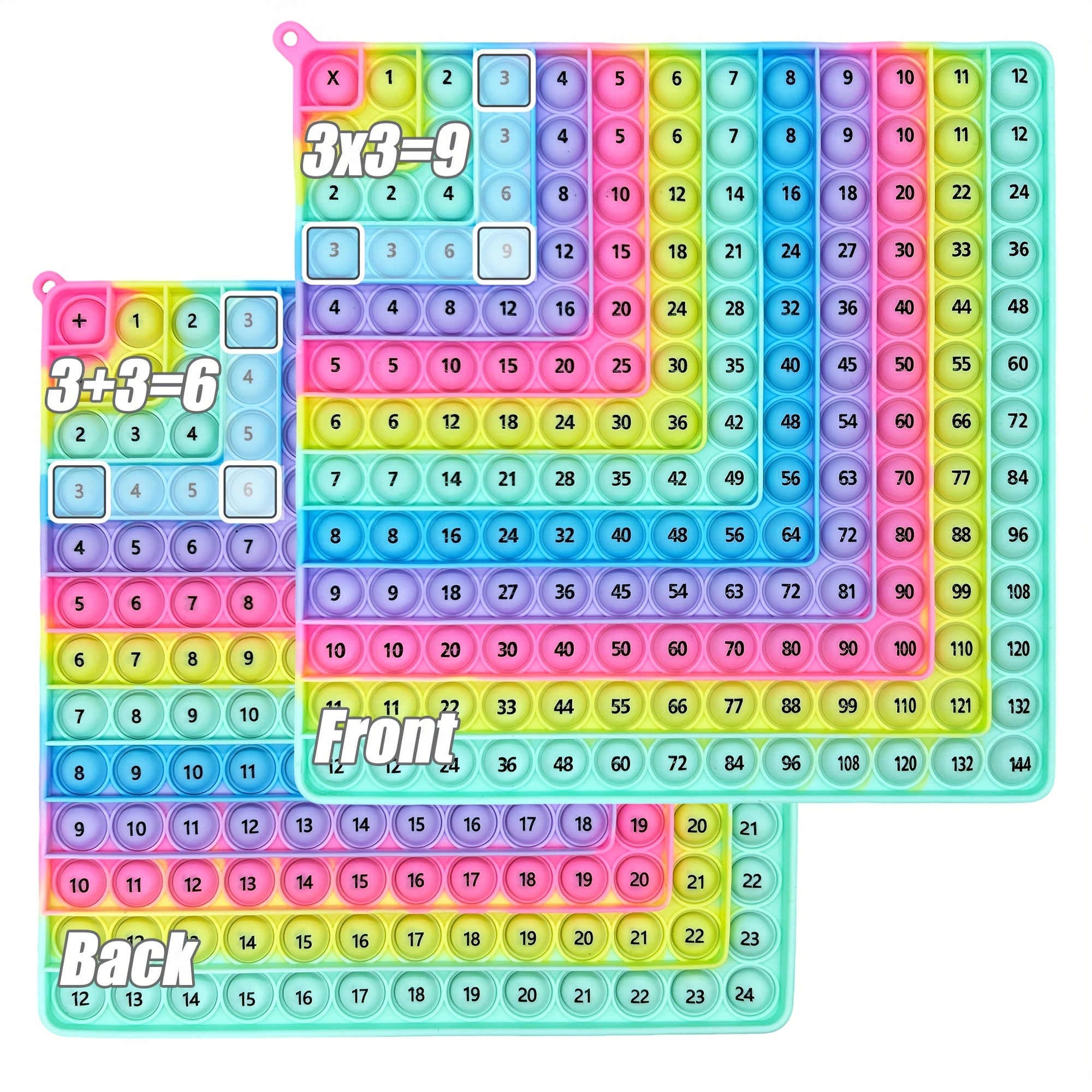 12x12 Addition Chart Math Games Push Bubble Fidget Toy for School