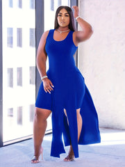  Solid Round Neck Oversized 2 Piece Set