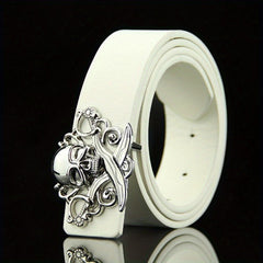 Skull Belt Buckle Casual Leather Belt Men