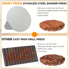 Stainless Steel Burger Smasher Press Non Stick Hamburger Press