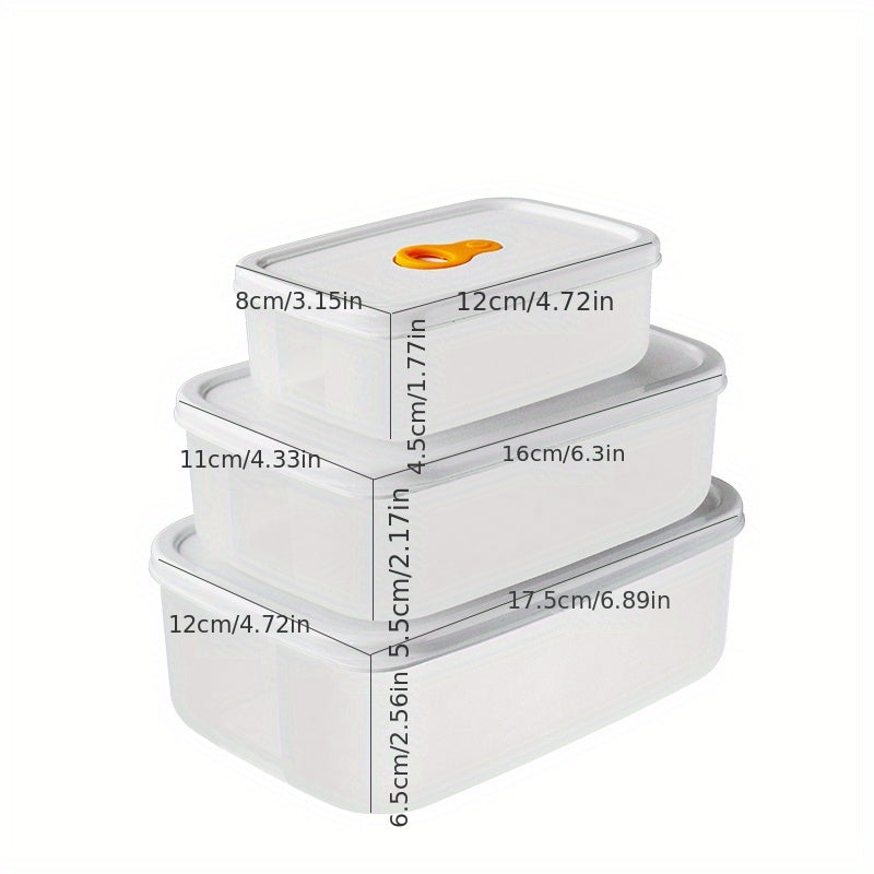 3pcs Refrigerator Storage Box Microwave Safe Lunch Box Fruit Vegetable Box