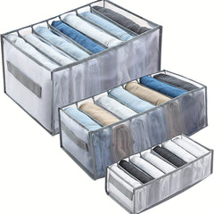 3pcs Wardrobe Clothes Organizer 9 Grids Folding Mesh Storage Box Drawer
