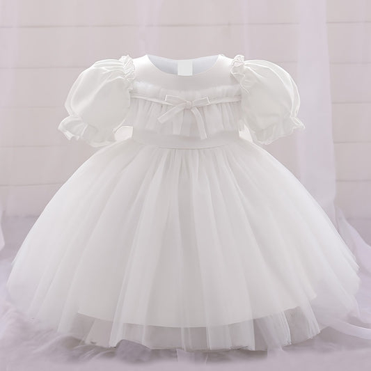 Mesh Puffy Gown Dress for Christening Wedding Flower Girl Princess