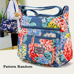 Floral Pattern Crossbody Bag Nylon Shoulder Bag