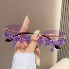 Y2K Rhinestone Flame Sunglasses for Women