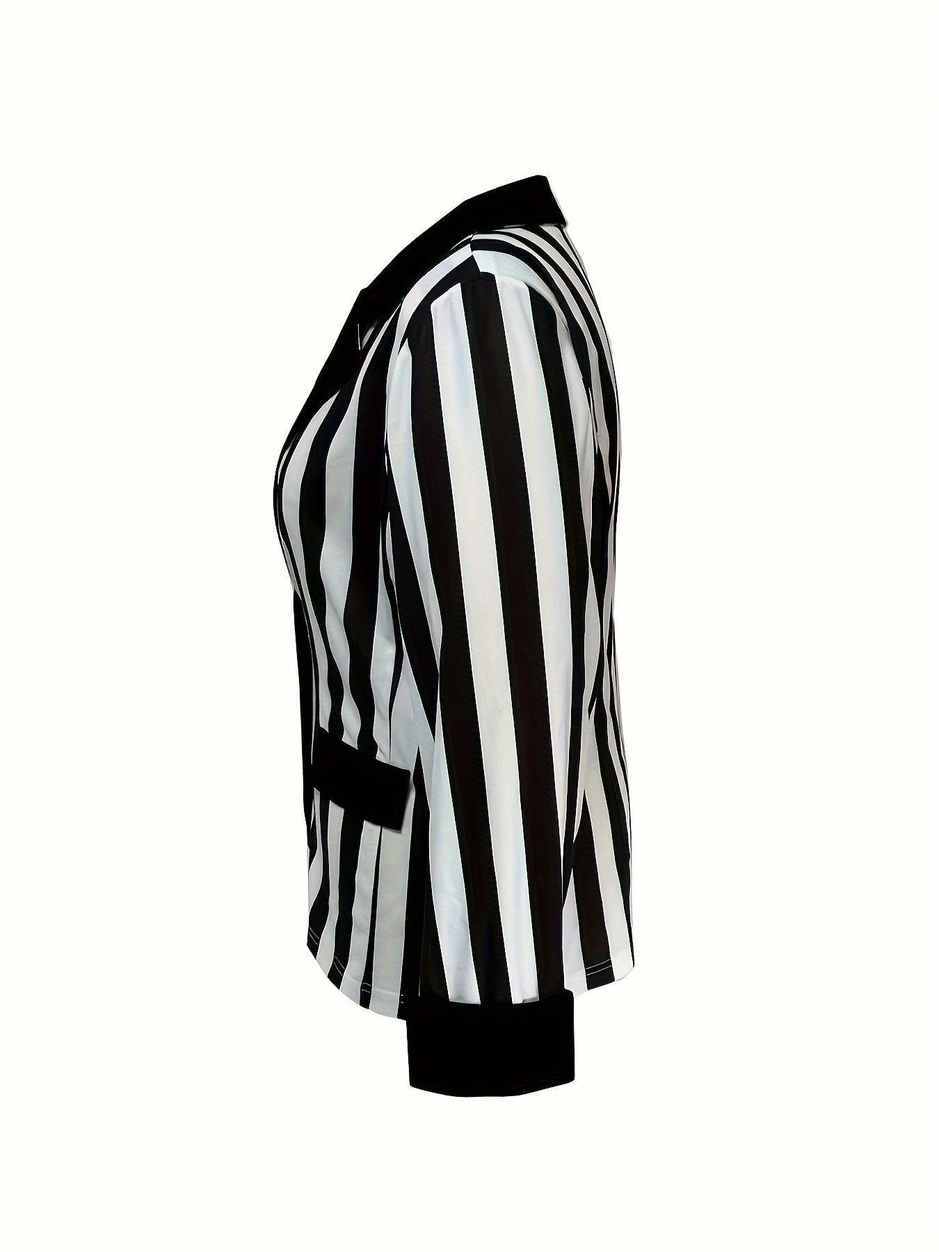  Stripe Print Long Sleeve Lapel Collar Blazer