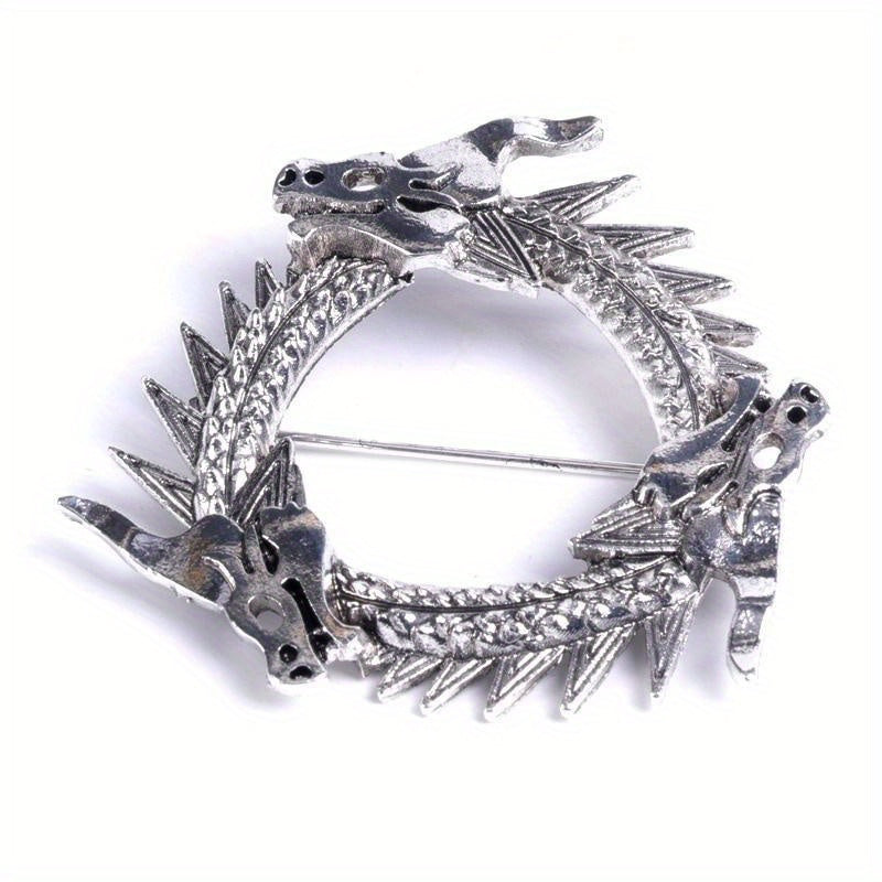 Vintage Silver Dragon Head Metal Brooch Pin Jewelry