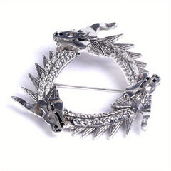Vintage Silver Dragon Head Metal Brooch Pin Jewelry