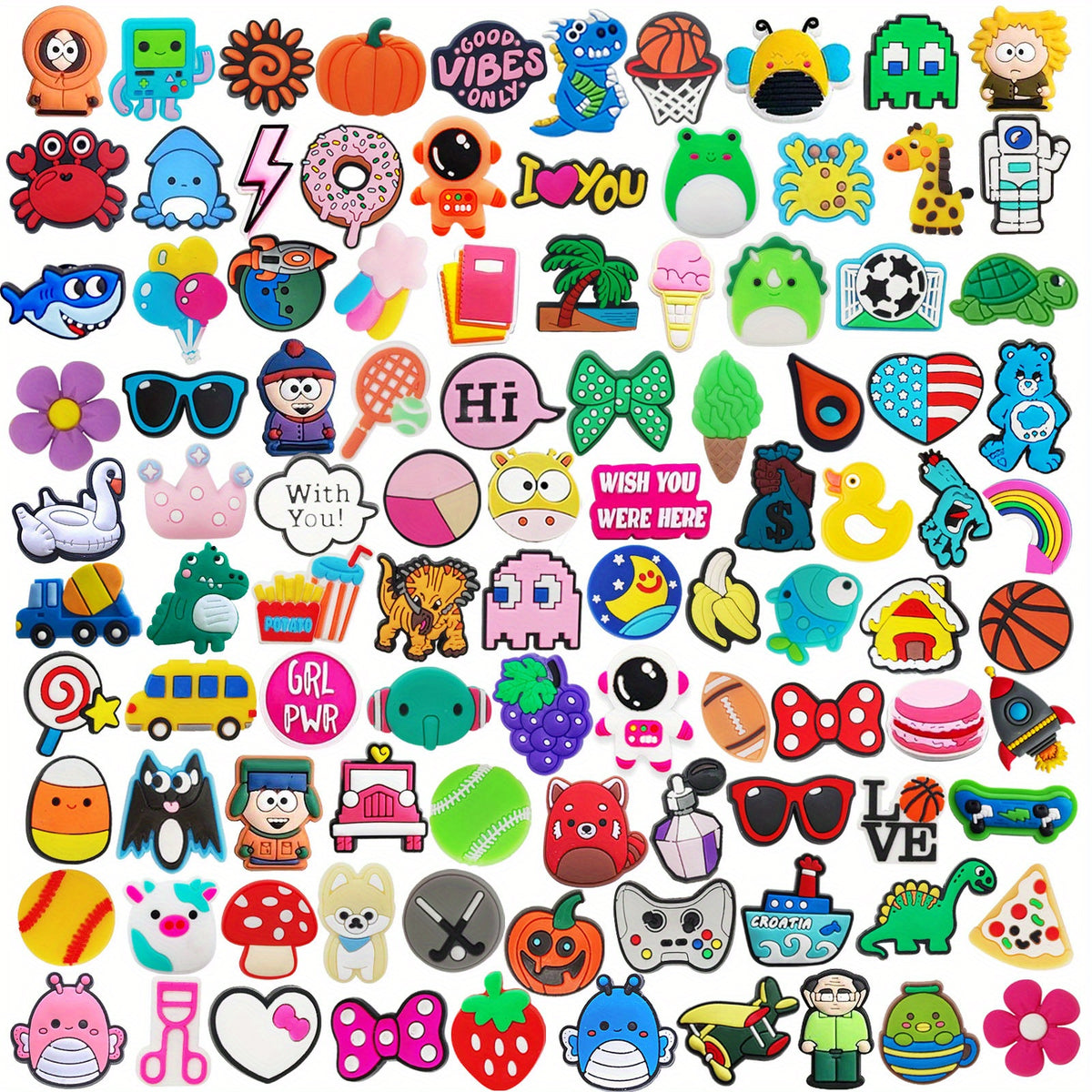 100Pcs Cartoon Shoe Charms For Clogs Garden Shoes