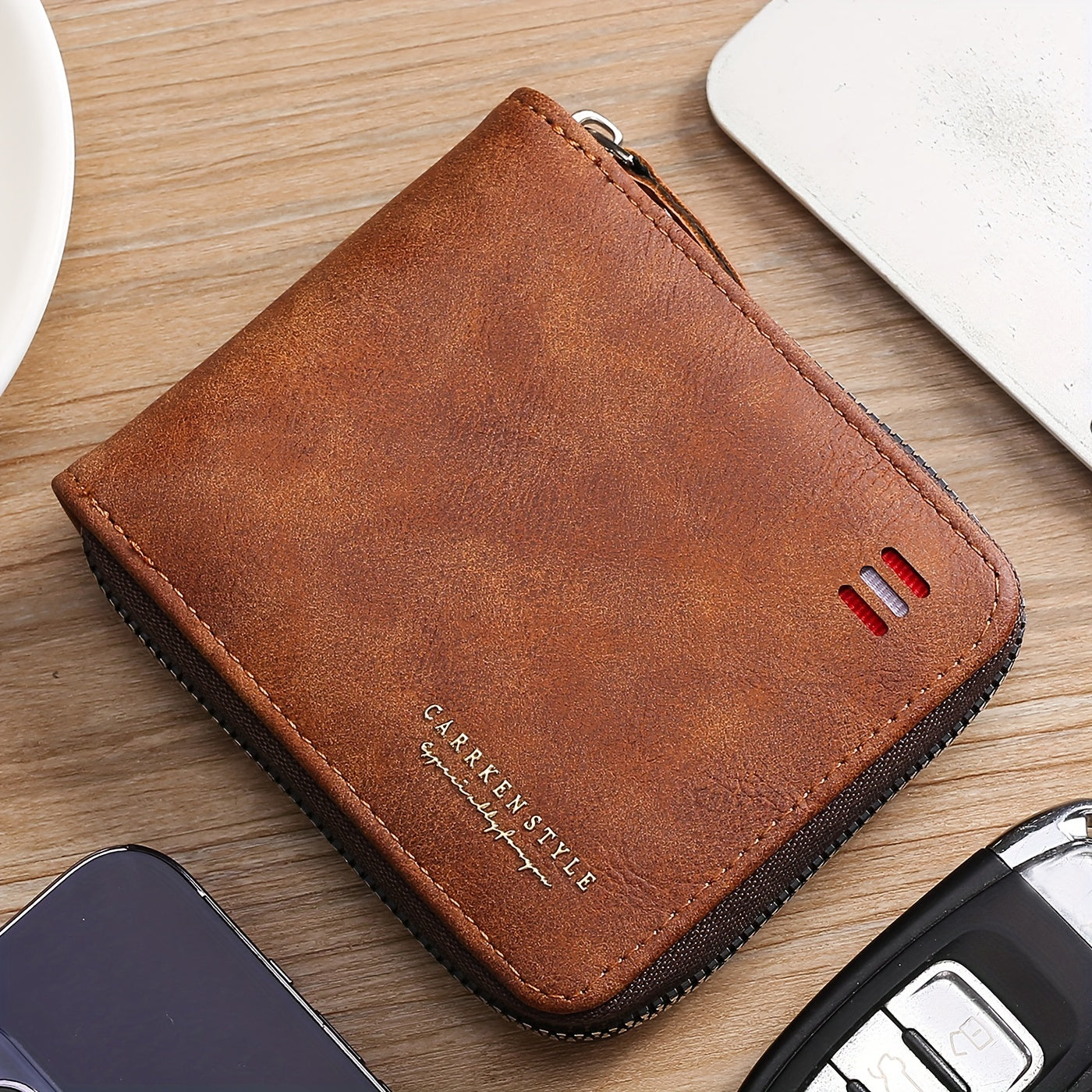 Men's Zipper Short Wallet Bifold Money Clip Gift