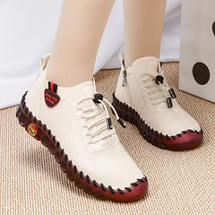 Side Zipper Flat Slip On Shoes Solid Drawstring Lightweight Soft Sole Shoes