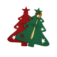 4pcs Christmas Tree Cutlery Holder Felt Fork And Spoon Bag