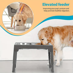 Adjustable Elevated Dog Bowls with 2 Stainless Steel Bowls