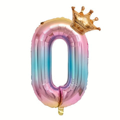 32 inch Gradient Crown Number Balloon for Celebration