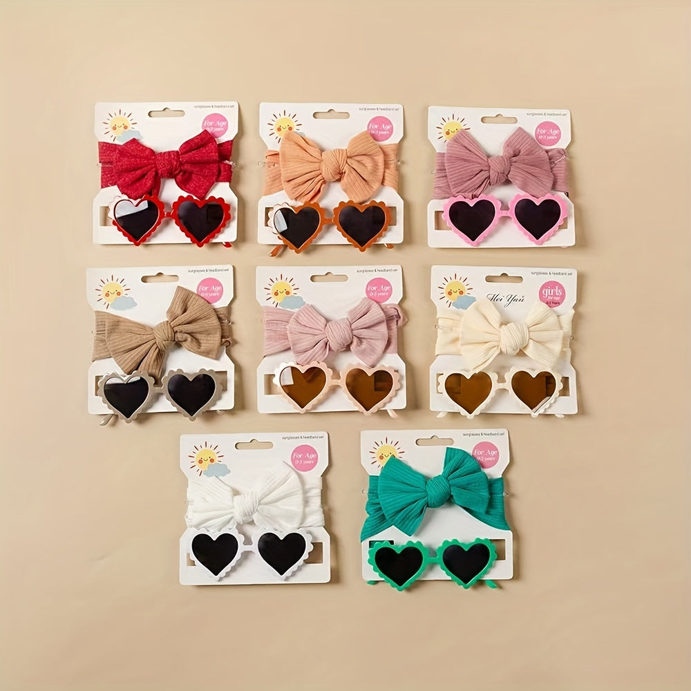 Baby Girls Bow Headbands & Sunglasses Set - Birthday Gift
