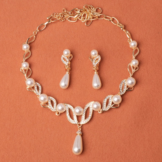 DIY Pearl Necklace Earrings Set Women's Jewelry