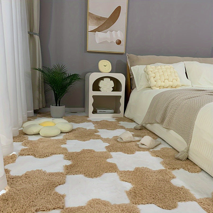Thick Plush Shag Puzzle Floor Mat Soft Interlocking Carpet Fluffy Area Rugs