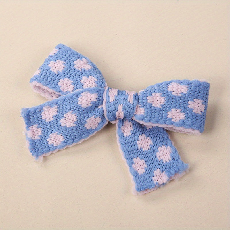 Kids Bow Hairpin Knitted Floral Baby Hair Hoop Soft Hairpin