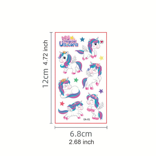 10 Sheets Tattoo Sticker Pupils Reward Stickers Unicorn Waterproo...