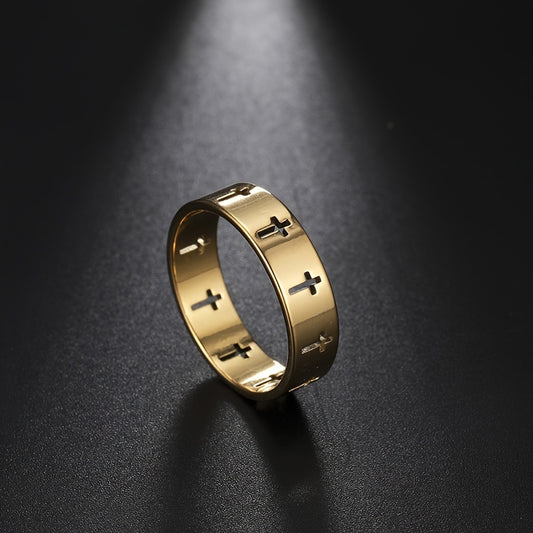 Cross Ring 18K Plated Stainless Steel for Women Girls