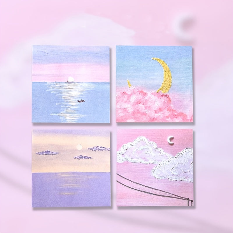 4pcs Painting Style Sticky Notes 3.15in for Students