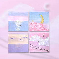 4pcs Painting Style Sticky Notes 3.15in for Students