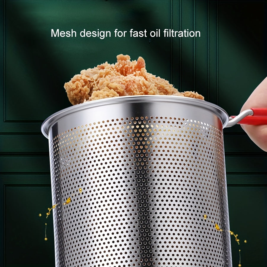 Stainless Steel 40oz Deep Fryer Pot with Handle & Basket