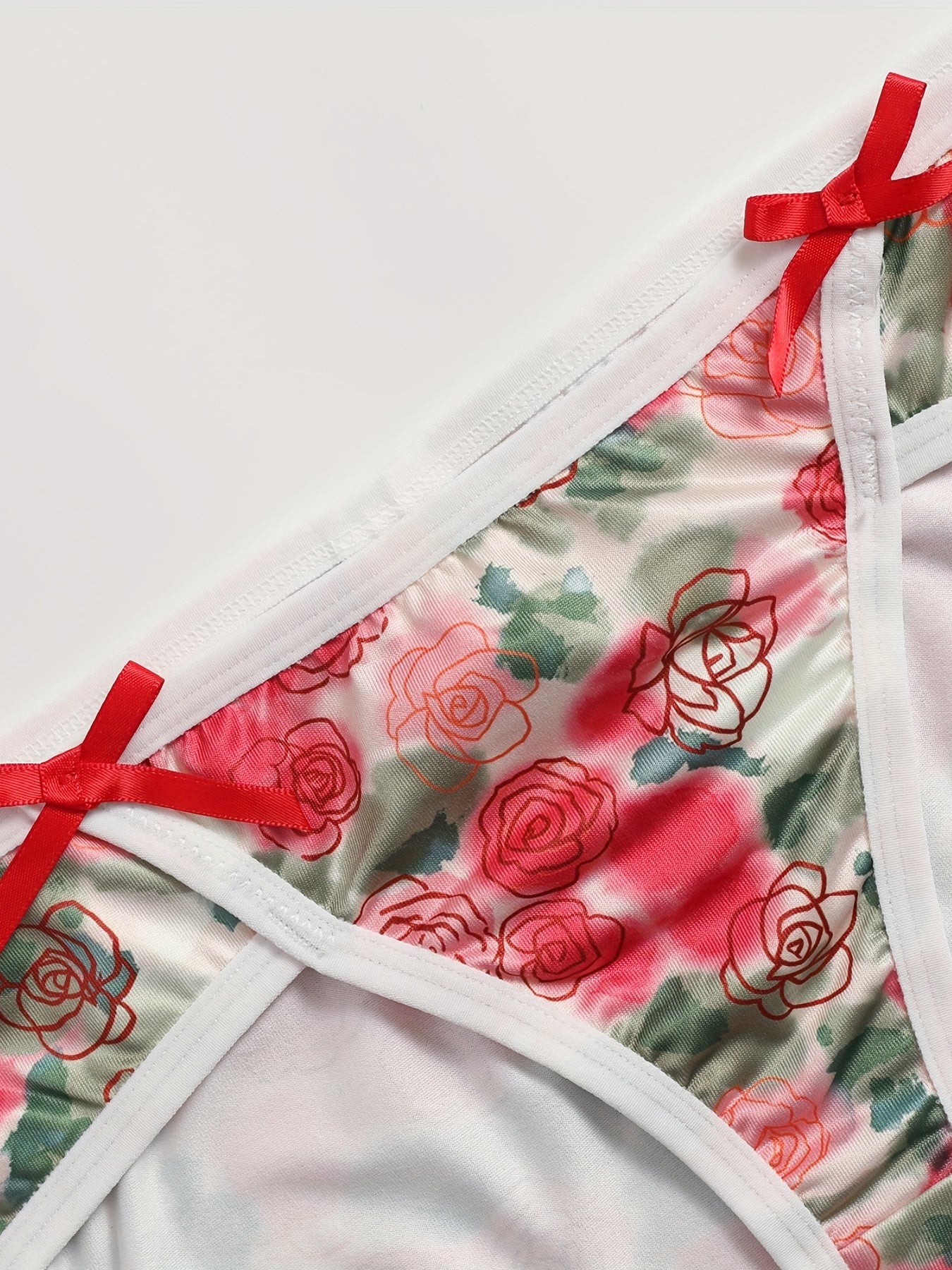  Tie Dye Rose Print Bra & Underwear Set Vintage Boho Lingerie