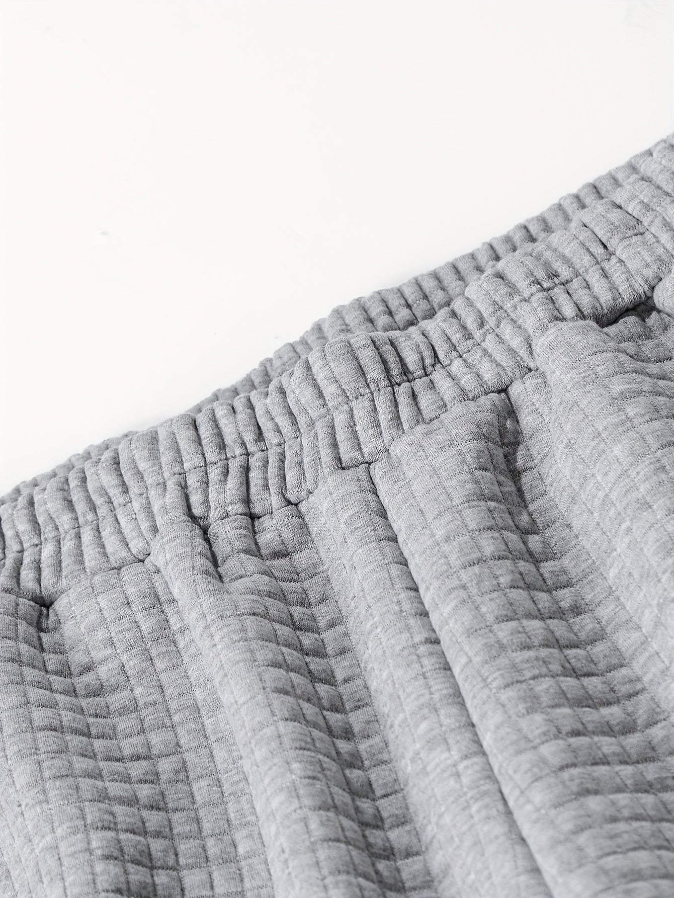  Solid Waffle Knit Joggers with Elastic Waist