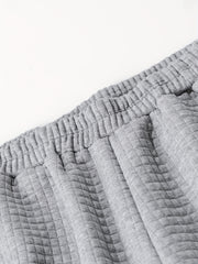  Solid Waffle Knit Joggers with Elastic Waist