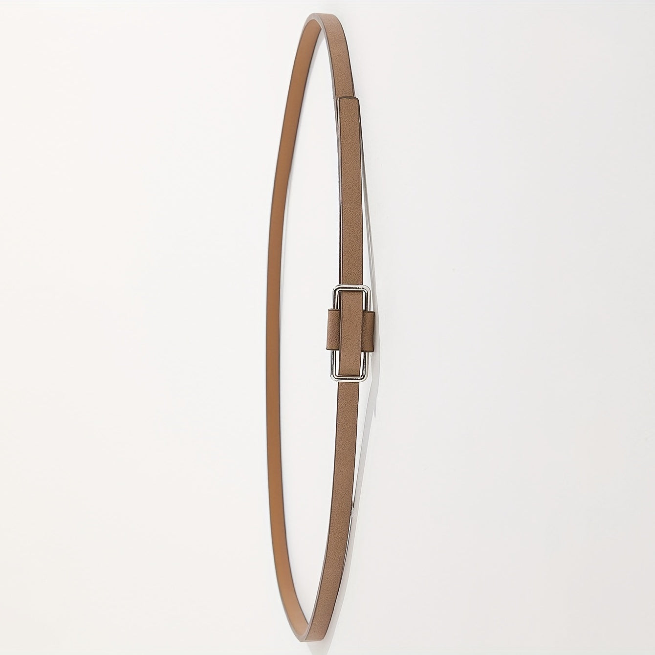 Beige PU Leather Belt with Metal Buckle for Women