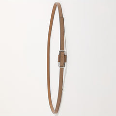 Beige PU Leather Belt with Metal Buckle for Women
