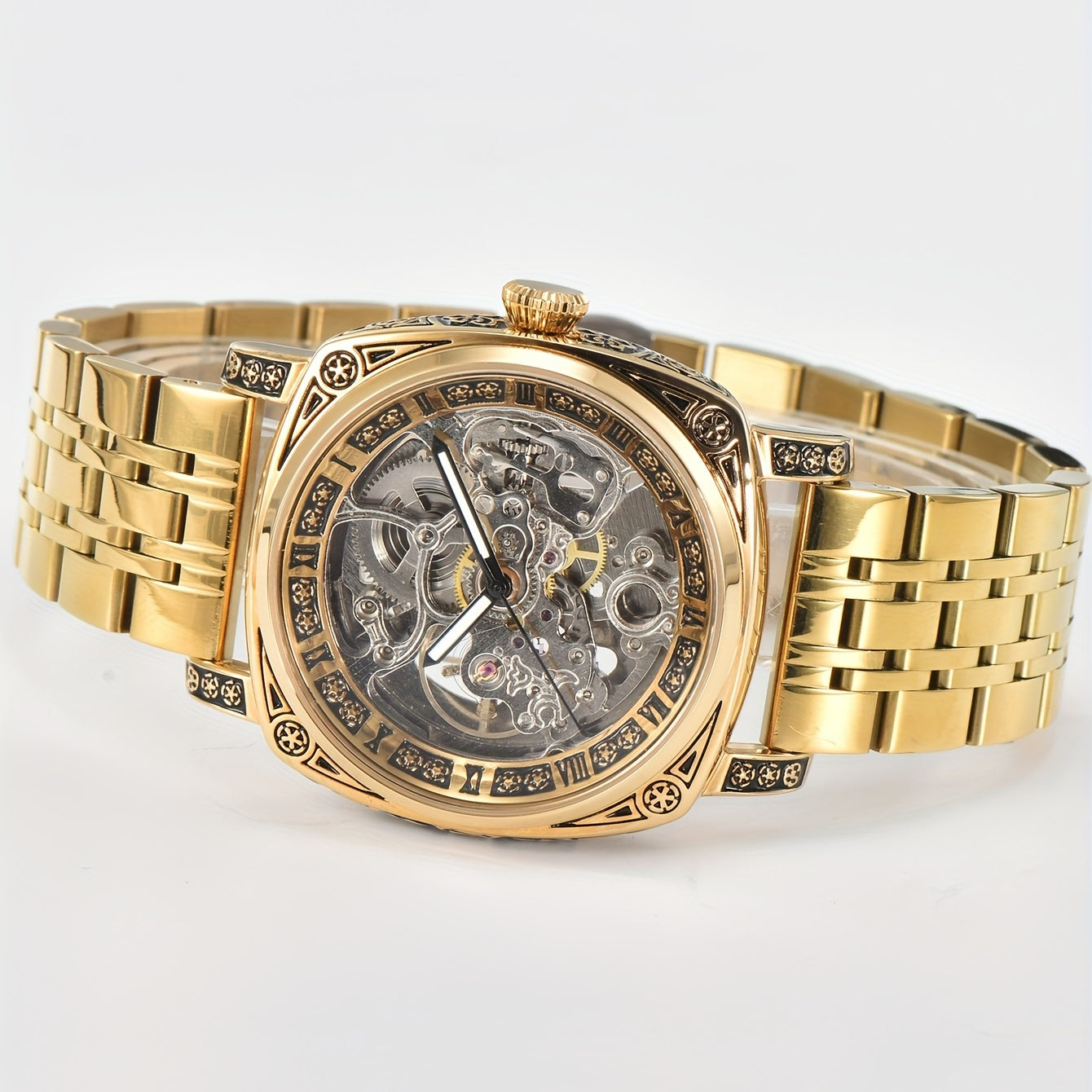 KUERST Youth Steel Strap Hollow Automatic Mechanical Watch