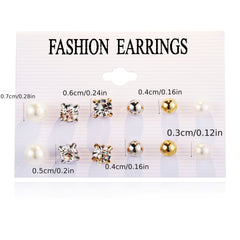 Faux Pearl Zircon Stud Earrings Women Party Daily Decor Gift