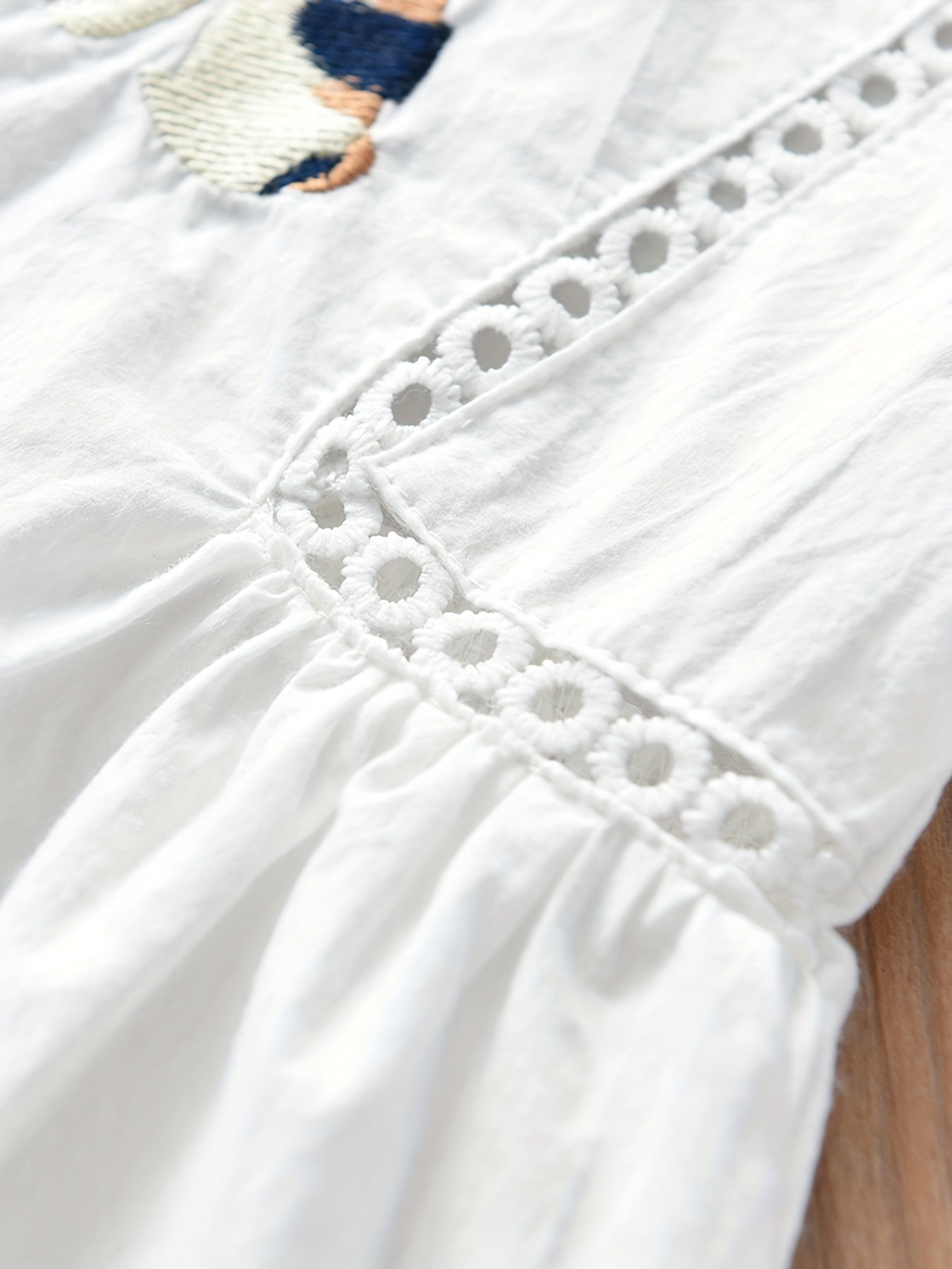 Girls' Kitty Embroidered Cotton Shirt Dress