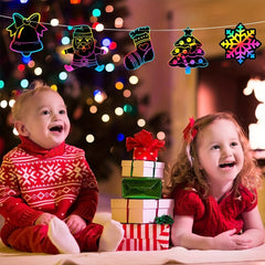 12pcs Rainbow Scratch Christmas Ornaments Magic Scratch Off Cards