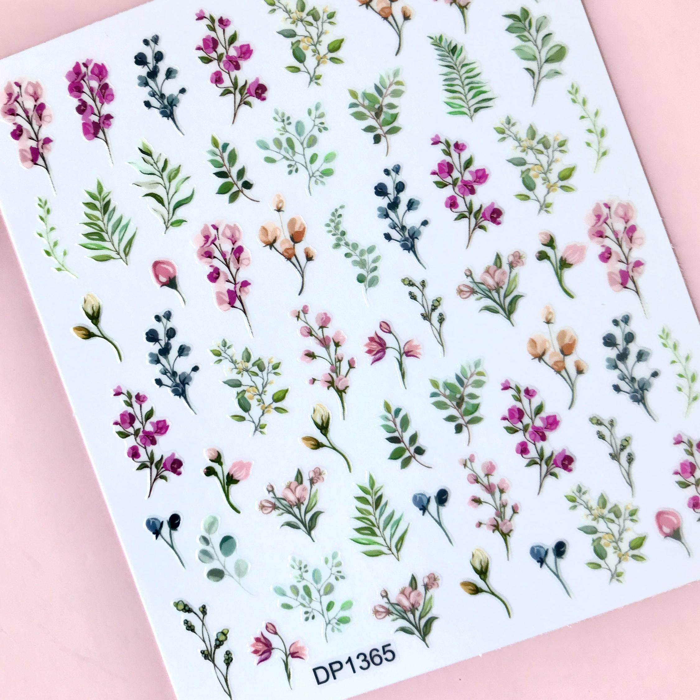 Flower Leaves Nail Stickers Wildflower Nail Tattoos