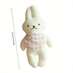 Cute Rabbit Doll with Checkered Bandage Soft Plush Animal