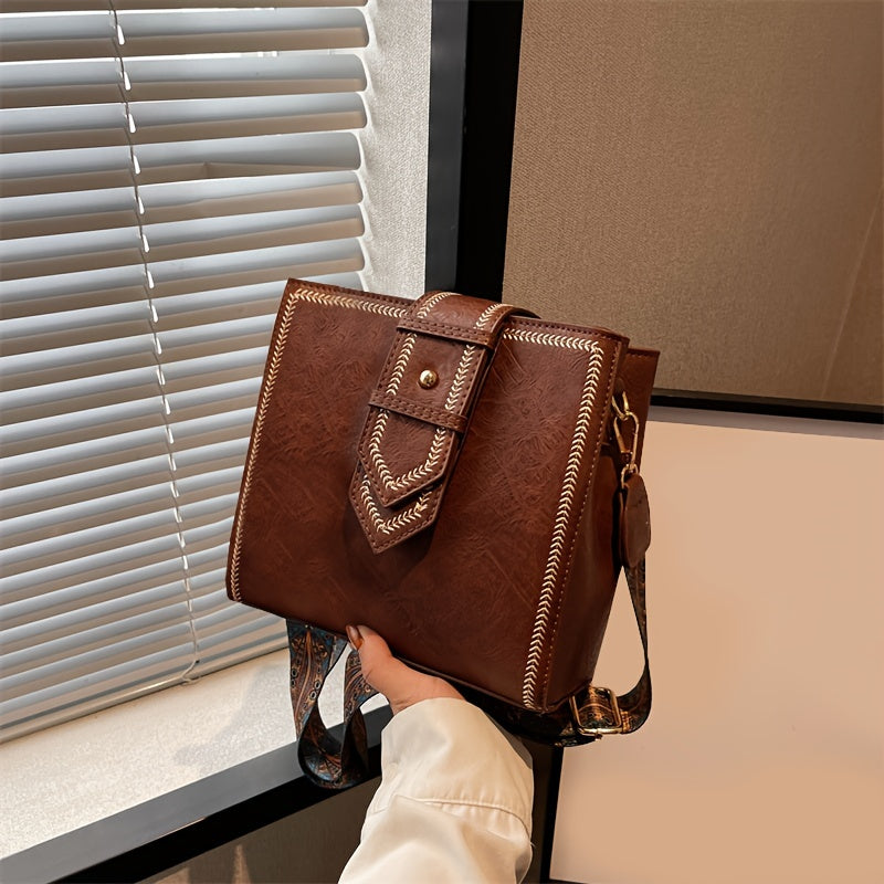 Vintage Crossbody Tote Bag Retro Square Shoulder Bag Classic Handbag
