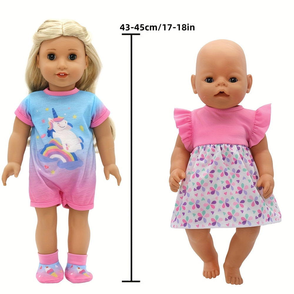 Animal Pattern Doll Clothes for 10-17 Inch Newborn Dolls