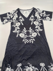  Floral Print V Neck Short Sleeve Maxi Dress