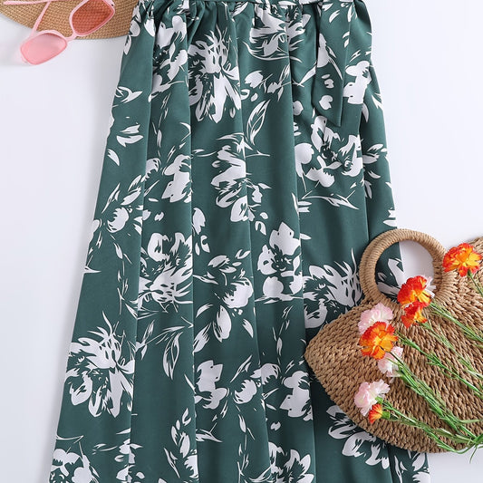 Boho Floral Pleated Skirt for Summer