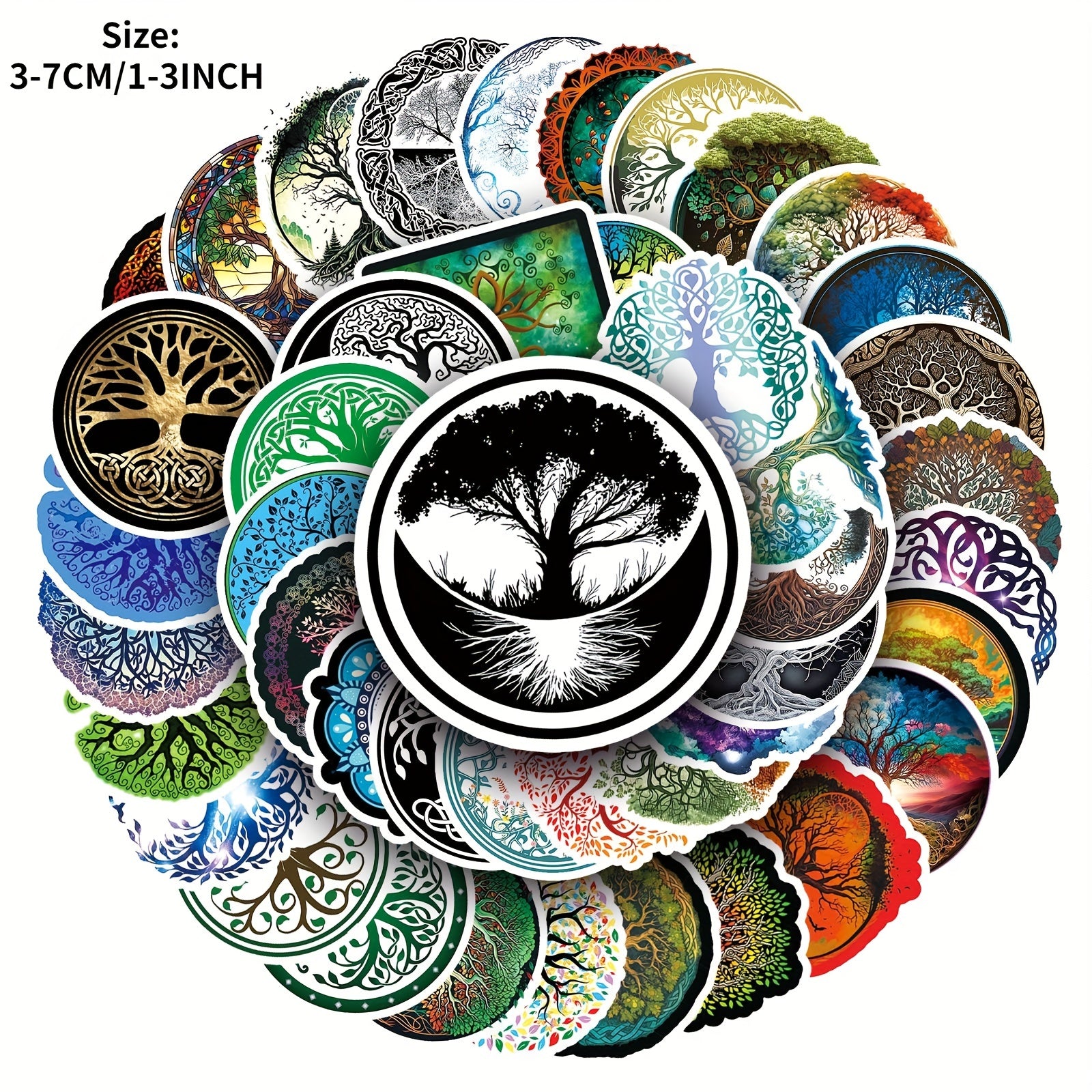 50pcs Retro Viking Tree Of Life Graffiti Stickers, Waterproof DIY Sticker