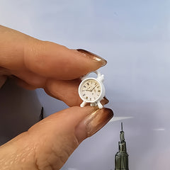 Mini Alarm Clock Keychain Plastic Wall Clock with Numbers & Golden Hands
