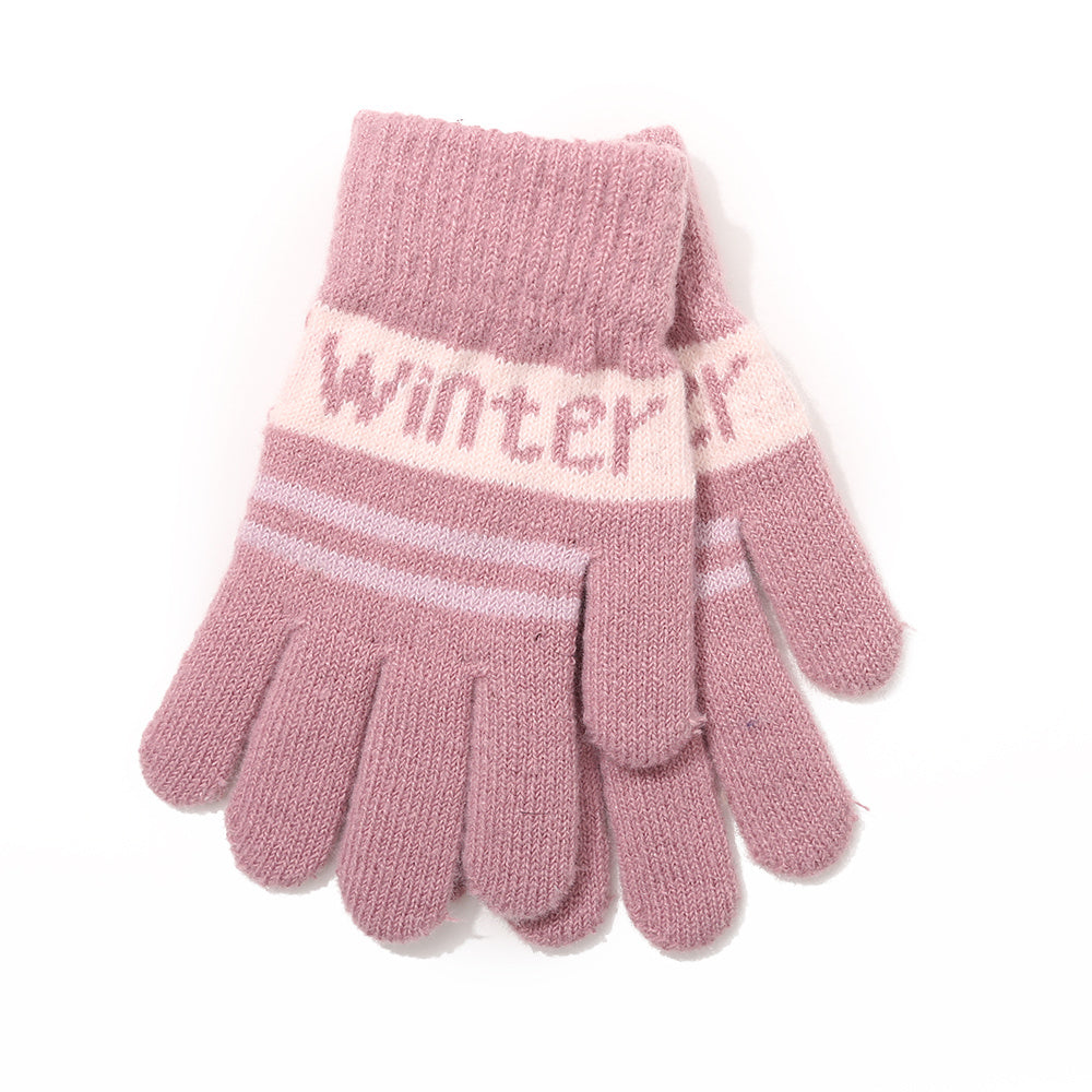 Winter Letter Style Cold-proof Girl's Finger Gloves