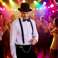 1920s Men's Dance Party Costume Set - Shirt, Pants, Bow Tie