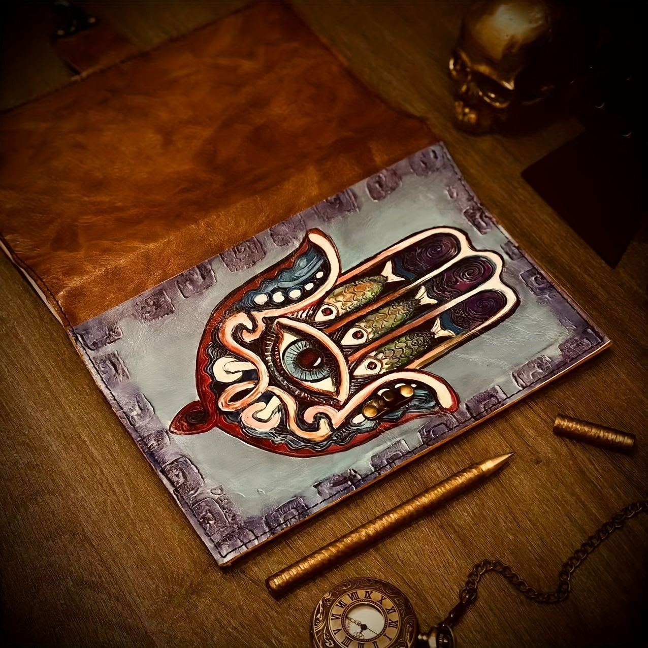 Vintage Palm Journal with Lock A5 Hardcover Notebook for Men and Women