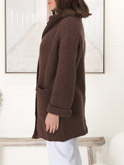  Double Breasted Long Sleeve Cardigan with Pockets