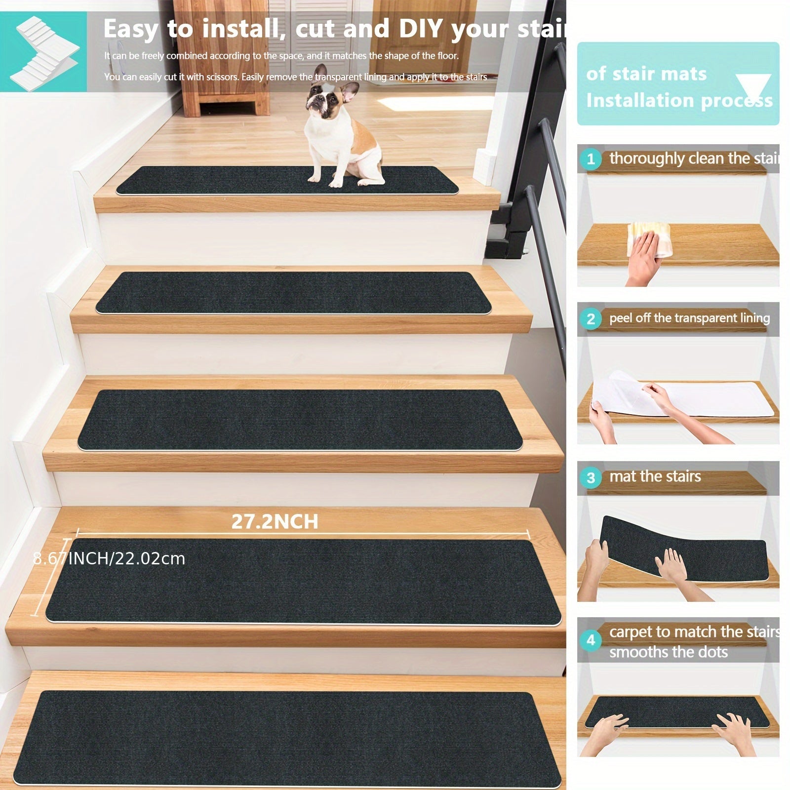 Stair Mats Anti-skid Indoor Carpets Runner Rugs for Wooden Steps