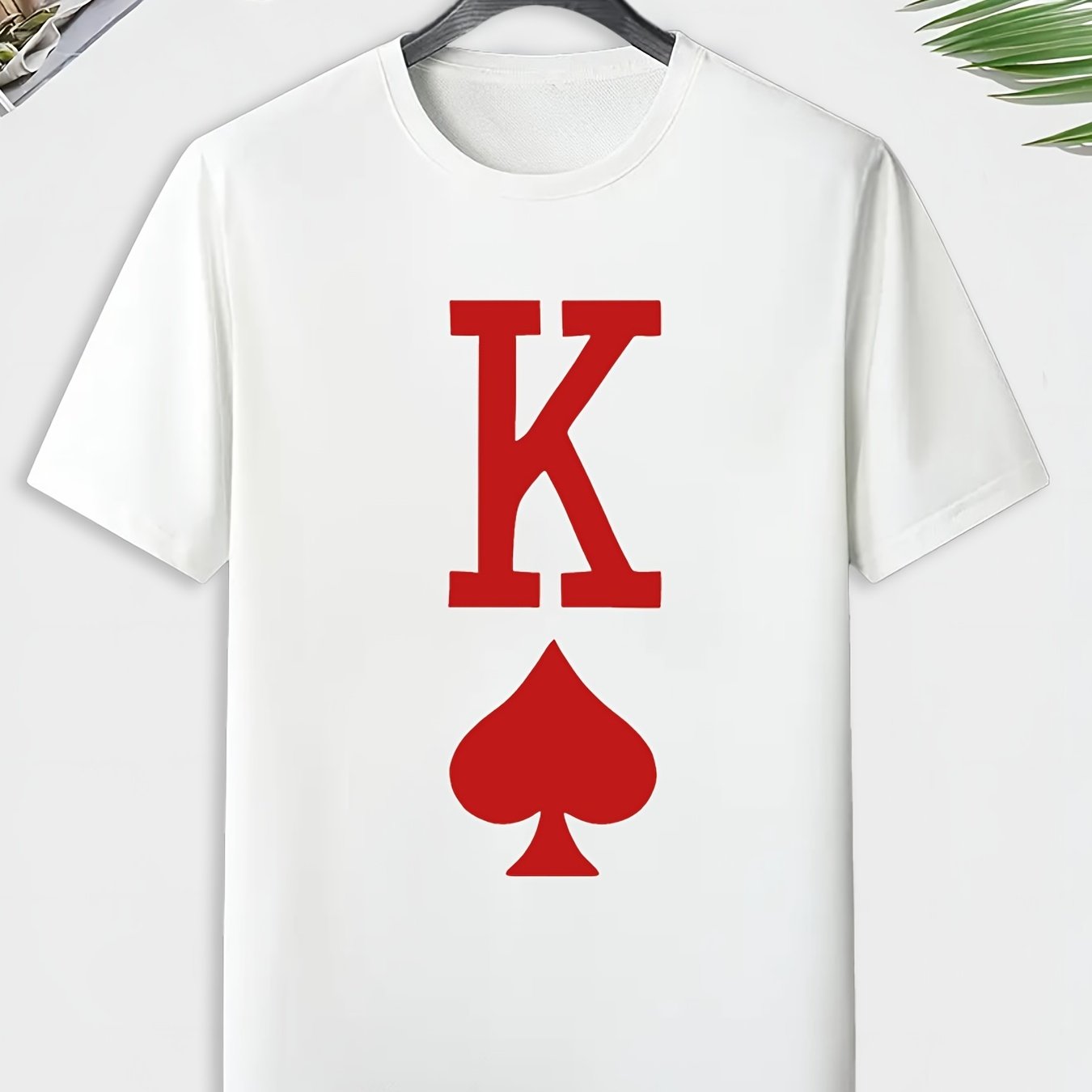 Men's Spade K Print T shirt Active Crew Neck Tee Men's Clothing